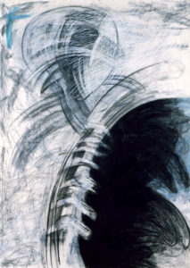 Philippe Grosclaude - Colonne, 1992/2 - pastel et crayon gras sur papier